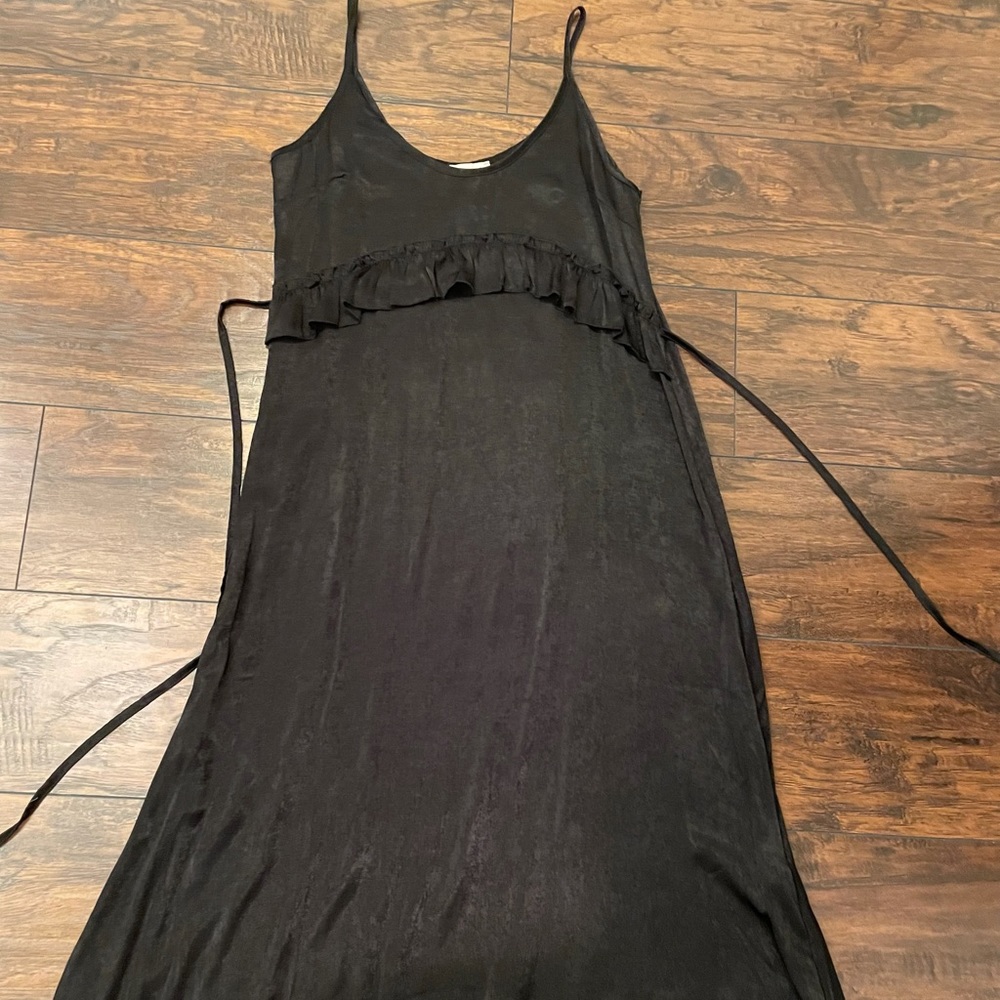 chiara nannini black silky midi dress